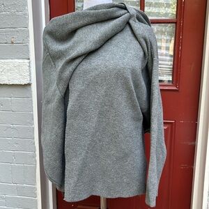 Zara crop knit coat with asymmetrical scarf
